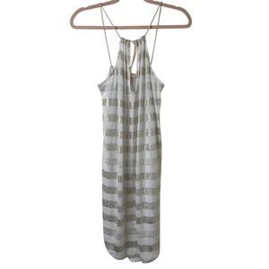 Sm Victorias Secret Silver-Stripe Semi-Sheer Dress Rope Keyhole Cover-Up Beach